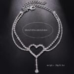 legant Heart Rhinestone Anklet – Double-Layer Copper Crystal Jewelry - Image 4
