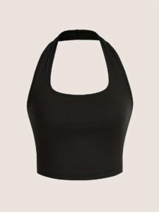 Damen Sportkurz-Haltertop – Ärmellos & Lässig