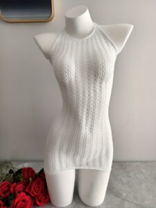 Plus Size Women's Off-Shoulder Fishnet Cover-Up Dress - Stretchy Nylon, See-Through Design, Perfect for Beach & Music Festivals