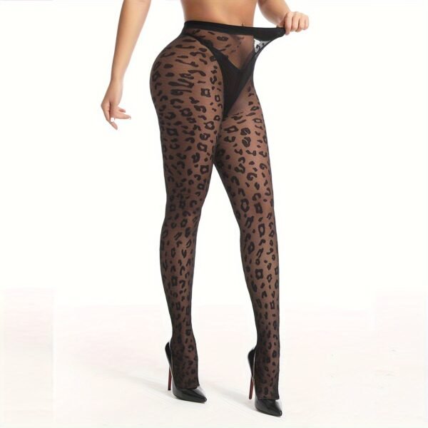 Dres transparent cu imprimeu leopard 20D – Talie înaltă & elastic - imagine 2