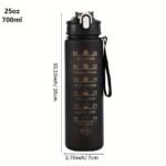 Sticlă de apă sportivă colorată tip curcubeu – 1 litru/32 Oz cu marcaje orare & șnur de transport - imagine 8