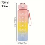 Sticlă de apă sportivă colorată tip curcubeu – 1 litru/32 Oz cu marcaje orare & șnur de transport - imagine 4