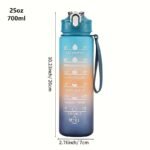 Sticlă de apă sportivă colorată tip curcubeu – 1 litru/32 Oz cu marcaje orare & șnur de transport - imagine 6