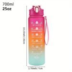 Sticlă de apă sportivă colorată tip curcubeu – 1 litru/32 Oz cu marcaje orare & șnur de transport - imagine 3