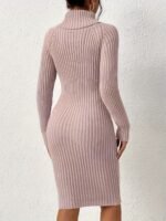 Rochie elegantă din tricot pentru femei cu guler înalt – atemporală & feminină - imagine 3