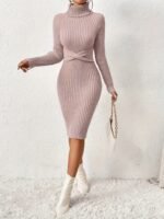 Rochie elegantă din tricot pentru femei cu guler înalt – atemporală & feminină - imagine 5