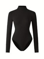 Bluză damă slim fit cu guler înalt și mâneci lungi – Stil minimalist & confort - imagine 3