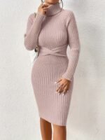 Rochie elegantă din tricot pentru femei cu guler înalt – atemporală & feminină - imagine 2