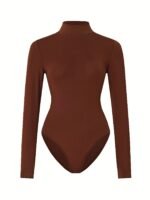 Bluză damă slim fit cu guler înalt și mâneci lungi – Stil minimalist & confort - imagine 4