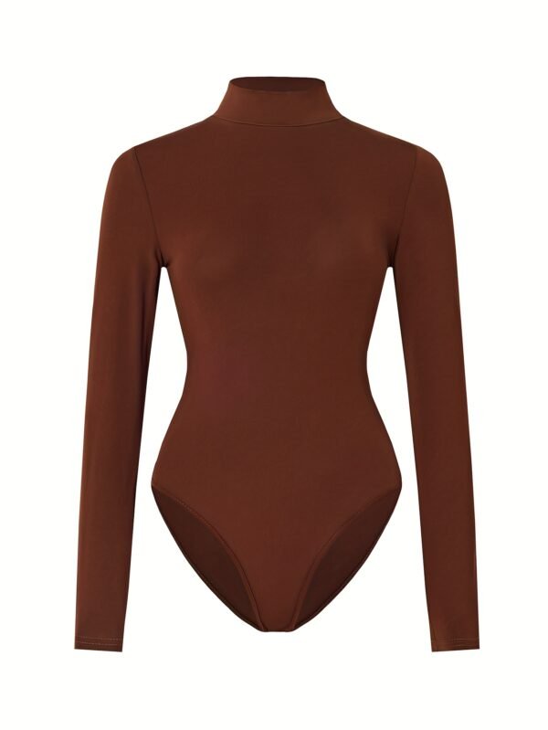 Bluză damă slim fit cu guler înalt și mâneci lungi – Stil minimalist & confort - imagine 4