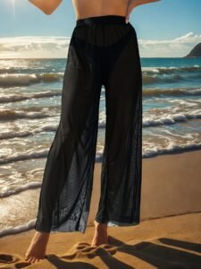 Sheer Long-Sleeve Beach Cover-Up Jumpsuit for Women – Perfect for Summer