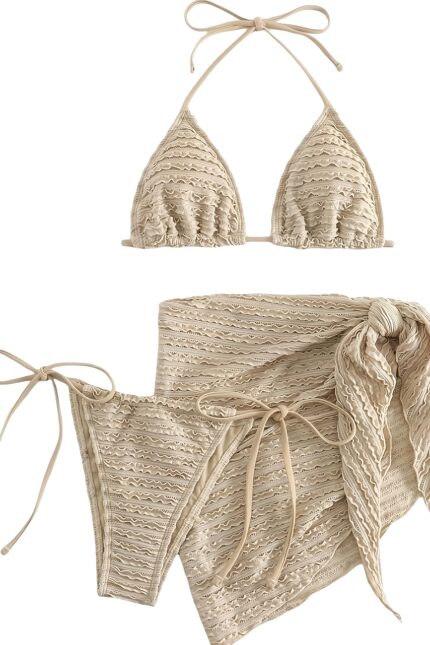 Sexy 3-teiliges Badeanzug-Set mit Rock aus Spezialstoff