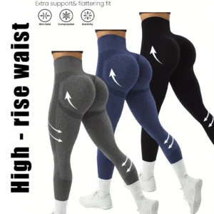 Damen High-Waist Kompressions-Sportleggins – Seitstriiche, Enge Passform, 7/8-Länge