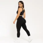 Damen High-Waist Kompressions-Sportleggins – Seitstriiche, Enge Passform, 7/8-Länge – Bild 2