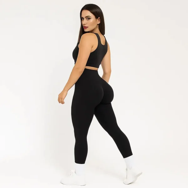 Damen High-Waist Kompressions-Sportleggins – Seitstriiche, Enge Passform, 7/8-Länge – Bild 2