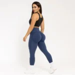Damen High-Waist Kompressions-Sportleggins – Seitstriiche, Enge Passform, 7/8-Länge – Bild 3