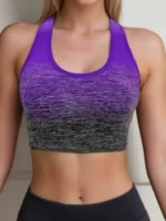 Brassière de sport sans coutures pour femme – Dégradé, maintien léger & coques amovibles – Image 5
