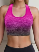 Brassière de sport sans coutures pour femme – Dégradé, maintien léger & coques amovibles – Image 2