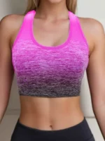 Brassière de sport sans coutures pour femme – Dégradé, maintien léger & coques amovibles – Image 3