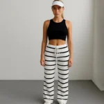 Pantaloni damă cu picior larg în dungi alb-negru – Stil & confort într-o singură piesă - imagine 6