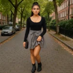 Gingham Kleid mit langen Ärmeln – Bild 2