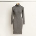 Damens Eleganter Rippstrickpullover mit Hochsteck - Langarm Herbst-Winter-Pullover, Mitteldehnbarer Stoff, Unifarben, Handwäsche/Reinigung, Vielseitig für Casual & Formelle Outfits, Herbstmode, Strukturiertes Muster