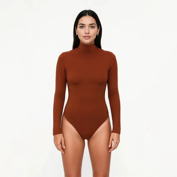 Bluză damă slim fit cu guler înalt și mâneci lungi – Stil minimalist & confort - imagine 5