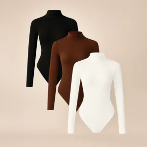 Damen Hochhals Langarm Slim Fit Oberteile – Minimalistischer Stil trifft auf