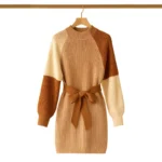 Color-block slim-fit dress with an elegant waist and narrow lacing (Copy) - Image 2