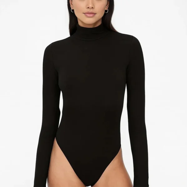 Bluză damă slim fit cu guler înalt și mâneci lungi – Stil minimalist & confort - imagine 6