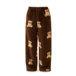 Pantaloni damă cu imprimeu ursuleți – Croială largă cu căptușeală fleece & talie elastică, pantaloni comozi pentru toamnă & iarnă