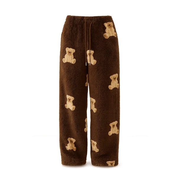 Damenshosen mit Bären-Print - Weite Hose mit Fleece-Futter und elastischem Bund, Gemütliche Tiermuster-Hose für Herbst & Winter, Maschinenwaschbar – Bild 1