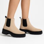 Damen Chelsea Boots Beige mit Plateau-Sohle – Trendige Chunky Stiefel für Herbst & Winter – Bild 2