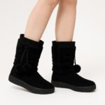 Damen Winterstiefel Schwarz mit Warmfutter & Pompons – Kuschelige Schneestiefel für kalte Tage – Bild 3