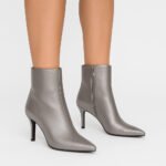 Damen Ankle Boots Silber Grau – Elegante Stiefeletten mit Stiletto-Absatz – Bild 2