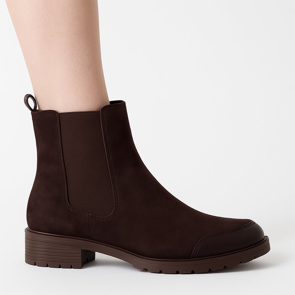 02 Damen Chelsea Boots Braun – Klassische Stiefeletten mit Blockabsatz für Alltag & Büro – Bild 1