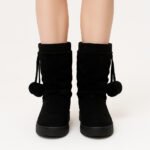 Damen Winterstiefel Schwarz mit Warmfutter & Pompons – Kuschelige Schneestiefel für kalte Tage – Bild 4