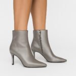 Damen Ankle Boots Silber Grau – Elegante Stiefeletten mit Stiletto-Absatz