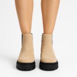 Damen Chelsea Boots Beige mit Plateau-Sohle – Trendige Chunky Stiefel für Herbst & Winter – Bild 4