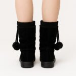 Damen Winterstiefel Schwarz mit Warmfutter & Pompons – Kuschelige Schneestiefel für kalte Tage – Bild 2