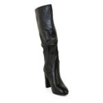 Damen High Heel Stiefel Schwarz – Kniehohe Stiefel mit Blockabsatz aus Kunstleder – Bild 7