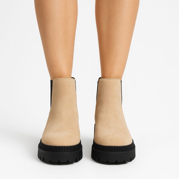 Damen Chelsea Boots Beige mit Plateau-Sohle – Trendige Chunky Stiefel für Herbst & Winter – Bild 4