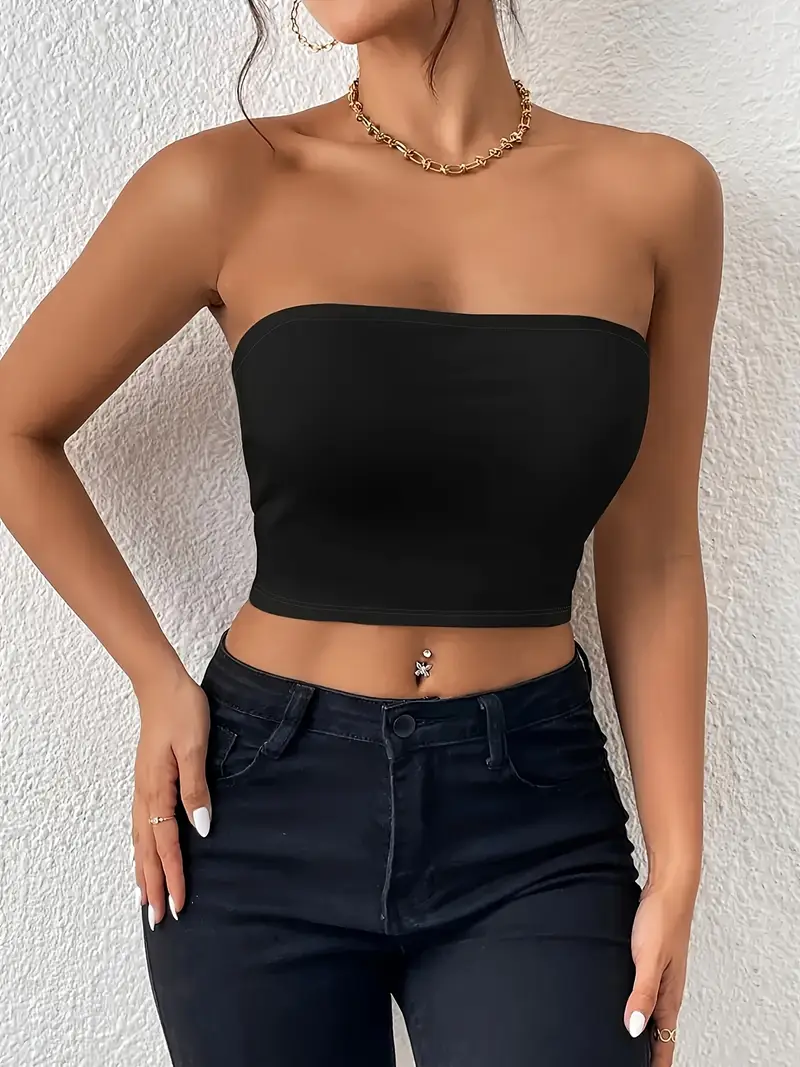 0311cb68-1a8a-4e97-9063-c80b049bbf00 Crop top sexy uni – Top tub fără mâneci, elastic, pentru damă, îmbrăcăminte basic - imagine 1