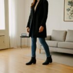 Damen Chelsea Boots Schwarz – Klassische Ankle Boots mit Blockabsatz – Bild 6