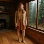 Damen Ankle Boots Beige – Stiefeletten mit Lochmuster, Blockabsatz & Tassel-Details – Bild 2