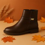 Damen Ankle Boots Braun – Klassische Stiefeletten mit Gold-Detail & Blockabsatz – Bild 9