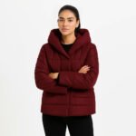 Doudoune Femme Bordeaux – Veste Matelassée à Col Large – Image 2