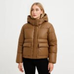 Doudoune Femme Marron – Manteau d’Hiver Chaud avec Capuche & Grandes Poches
