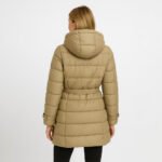 Palton matlasat damă bej – Palton elegant cu centură & glugă - imagine 2