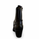 Damen Ankle Boots Schwarz – Elegante Stiefeletten mit Schnalle & Nieten-Details – Bild 4